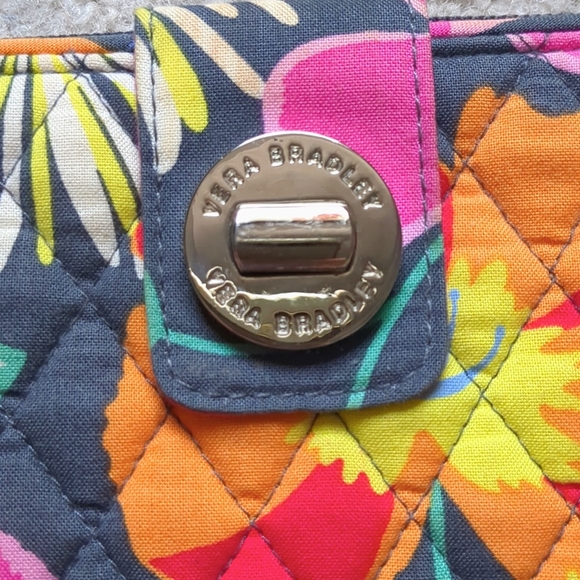 Vera Bradley bifold wallet, floral with orange lining - Picture 2 of 7